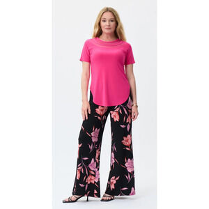 Joseph Ribkoff Crew Neck Sheer Pullover Top Style 231158 - Dazzle Pink NWT